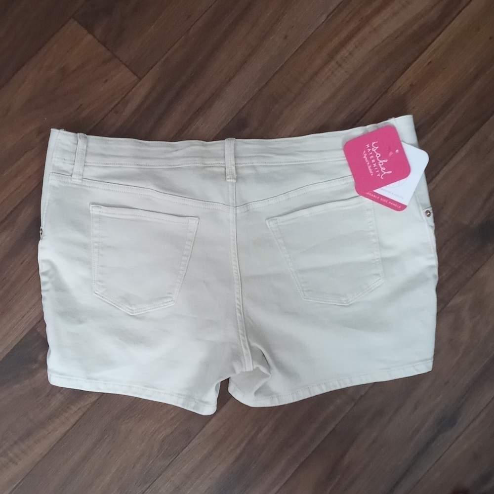 Isabelle Maternity Midi Jean Shorts w/ Expandable Side Panels Size 14 - Picture 9 of 9